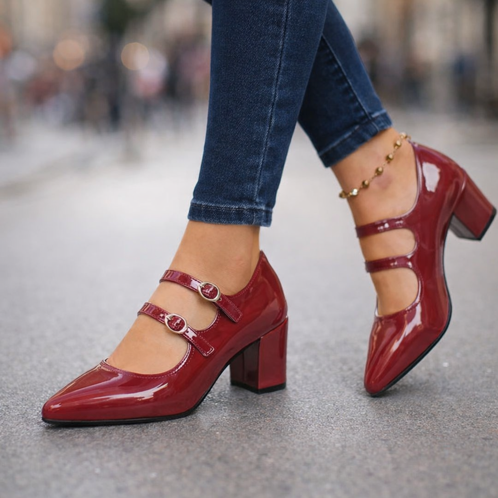 Maribel Noir Leather Heels