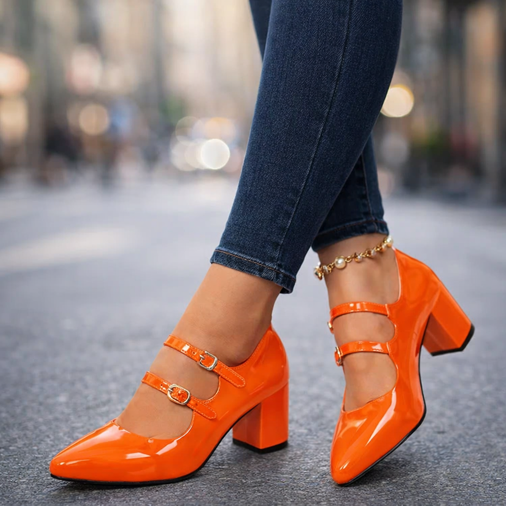 Maribel Noir Leather Heels