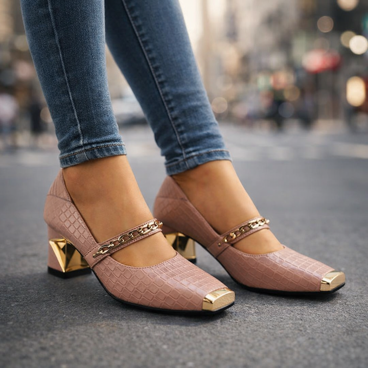 Alessia Block Leather Heels