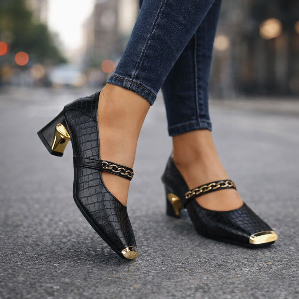 Alessia Block Leather Heels