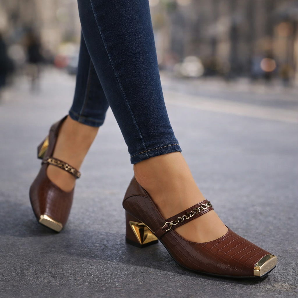 Alessia Block Leather Heels