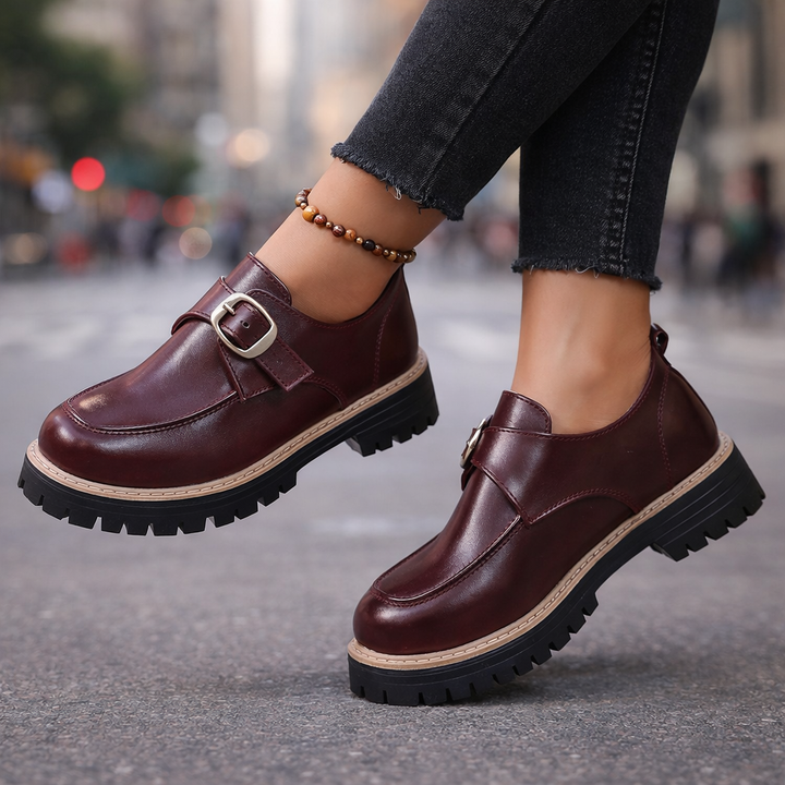 Marcelli Buckle Leather Loafers