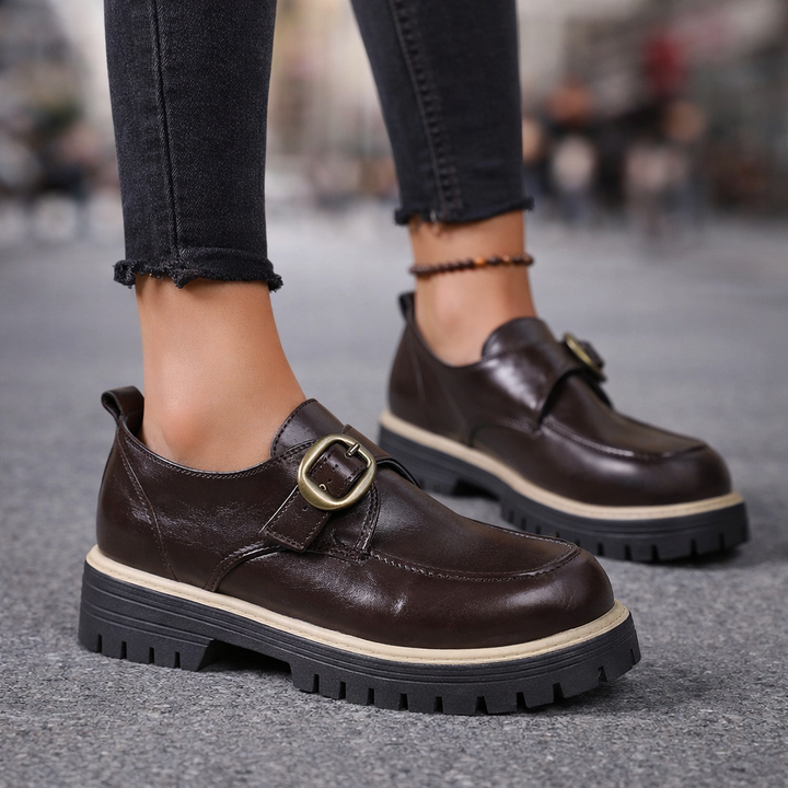 Marcelli Buckle Leather Loafers
