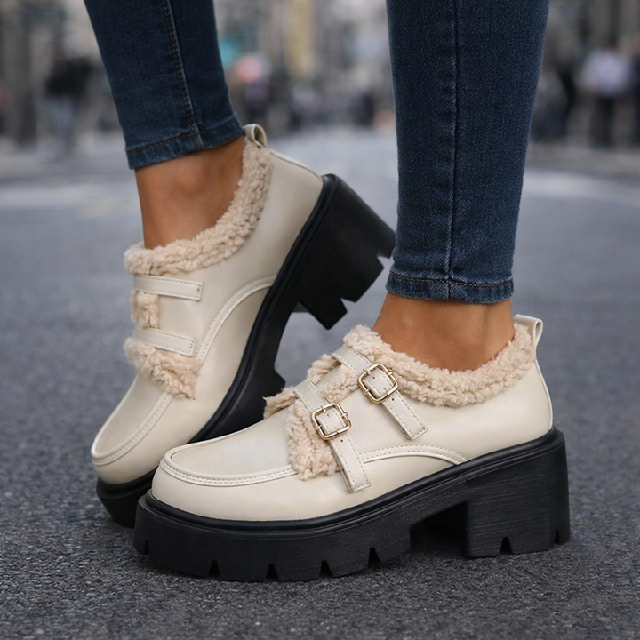 Sandy Leather Buckle Platforms