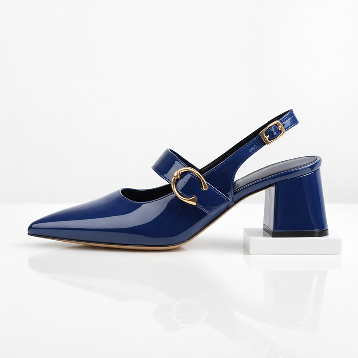 Serina Leather Buckle Heels