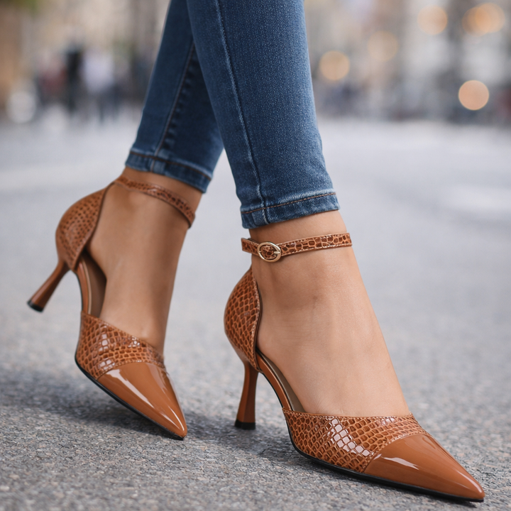 Sally Croc Leather Heels