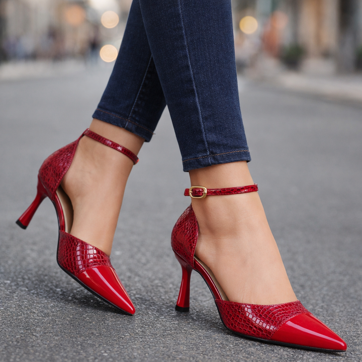 Sally Croc Leather Heels