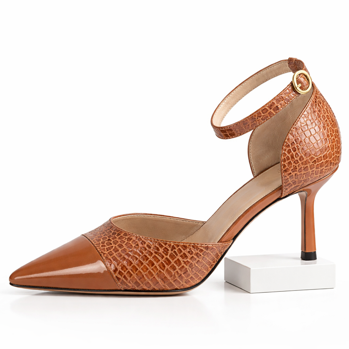 Sally Croc Leather Heels