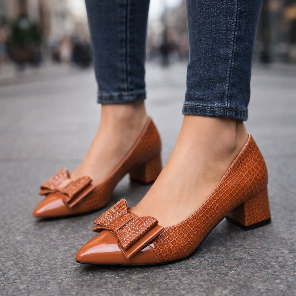 Rosalina Bow Leather Heels
