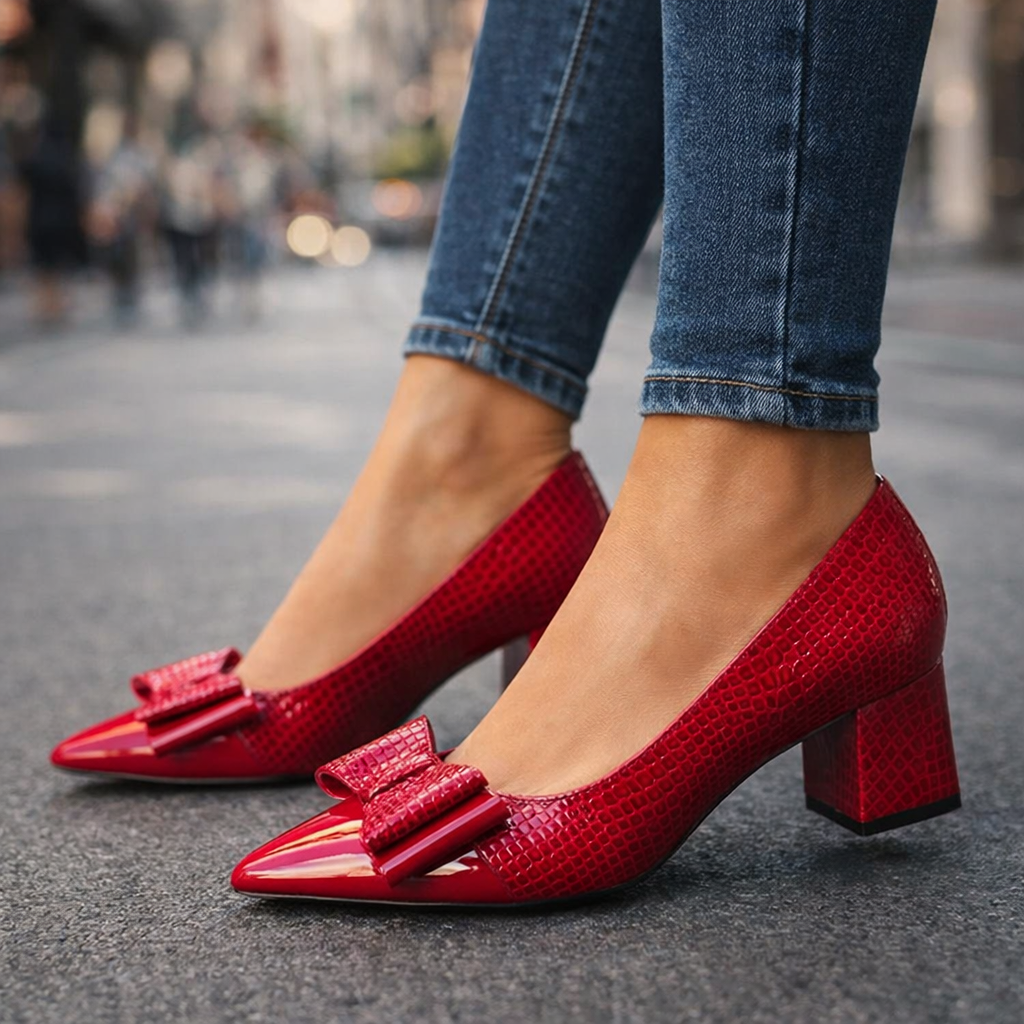 Rosalina Bow Leather Heels