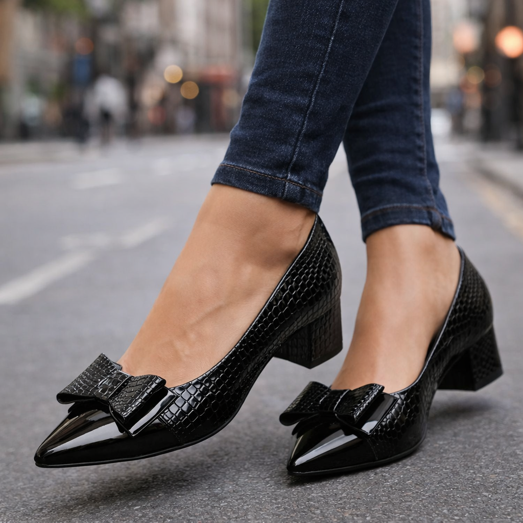 Rosalina Bow Leather Heels