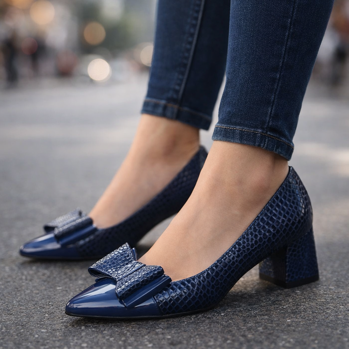 Rosalina Bow Leather Heels