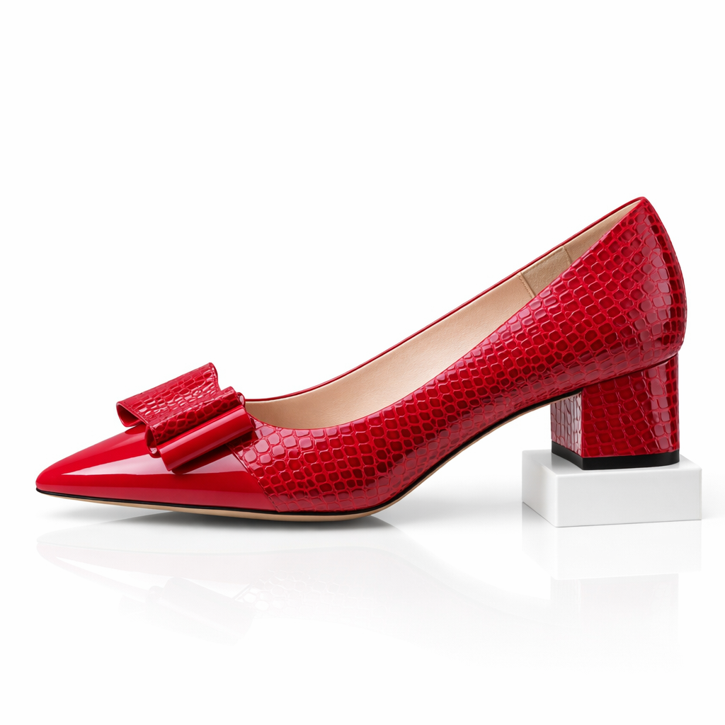 Rosalina Bow Leather Heels