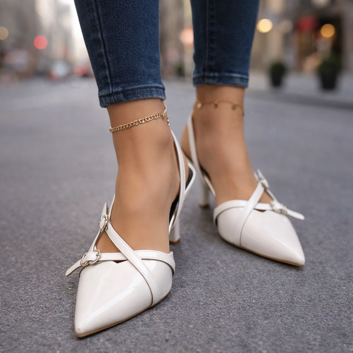 Julie Leather Buckle Heels
