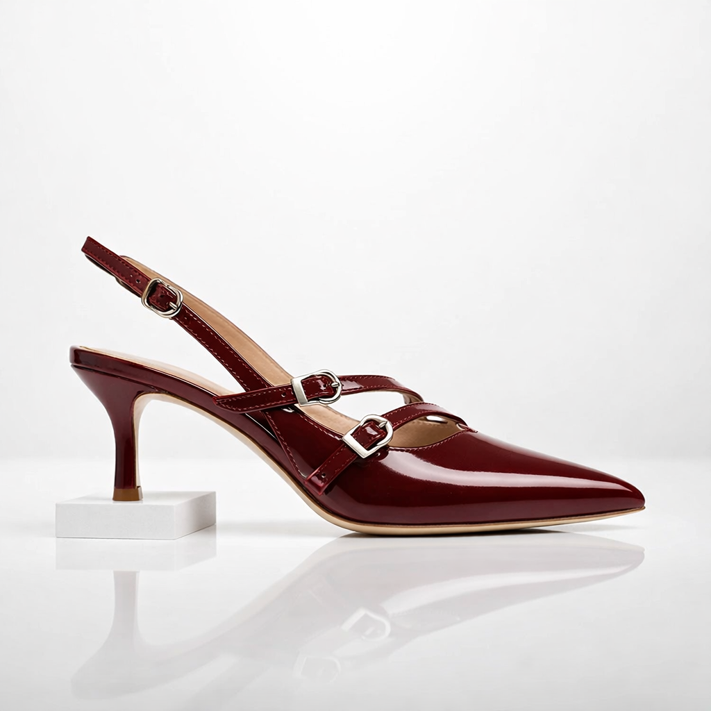 Julie Leather Buckle Heels