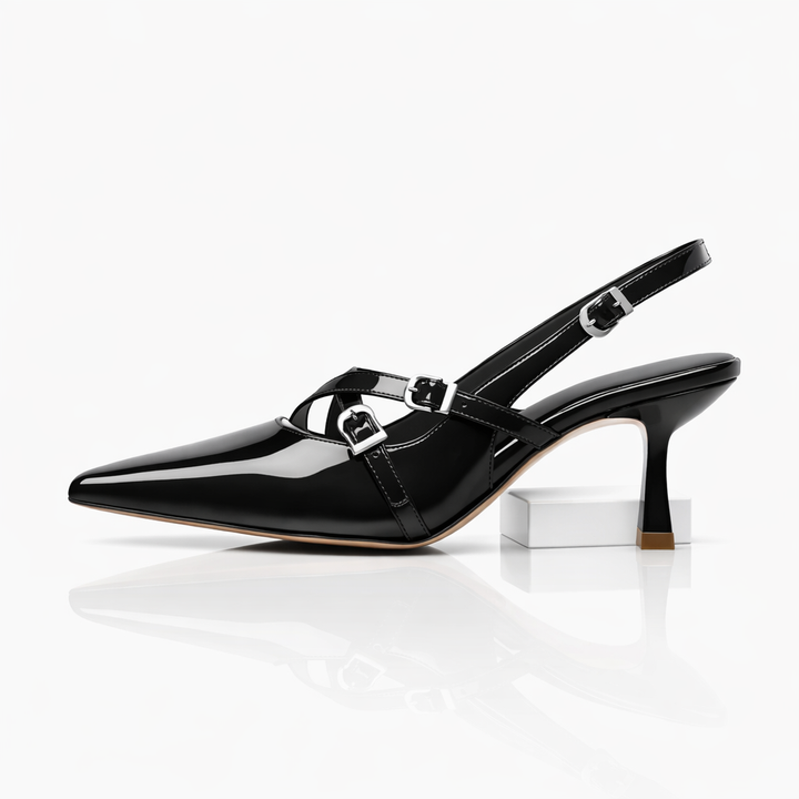 Julie Leather Buckle Heels