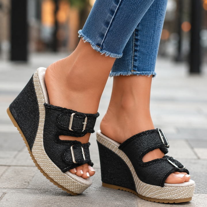 Solara Buckle Wedges