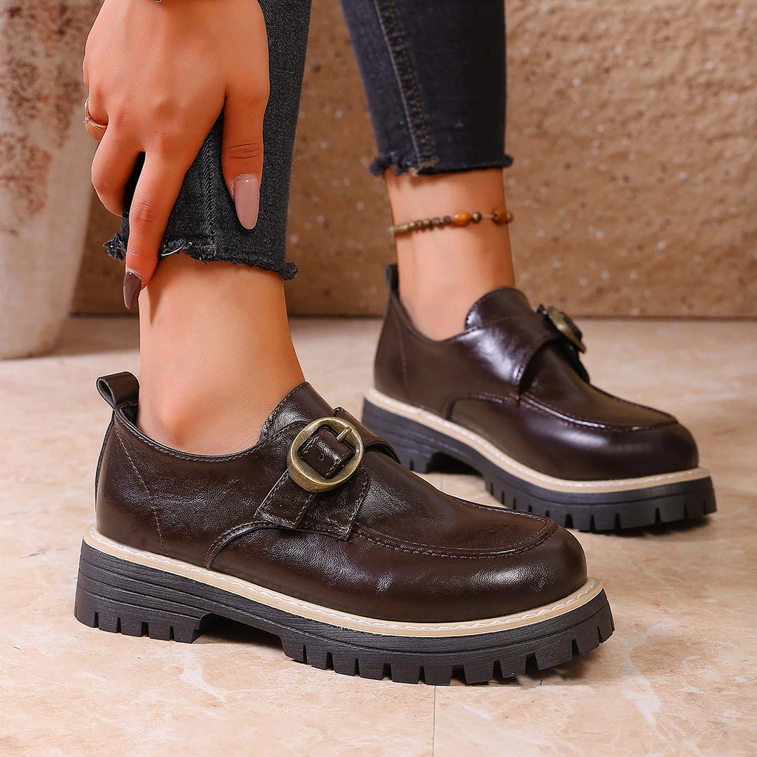 Marcelli Buckle Leather Loafers