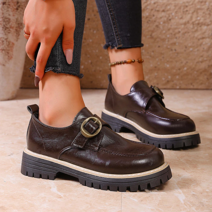 Marcelli Buckle Leather Loafers