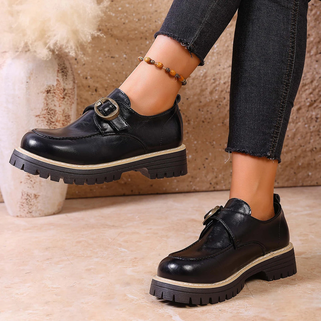 Marcelli Buckle Leather Loafers