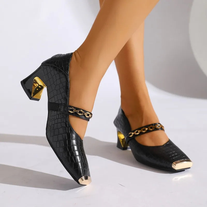 Alessia Block Leather Heels