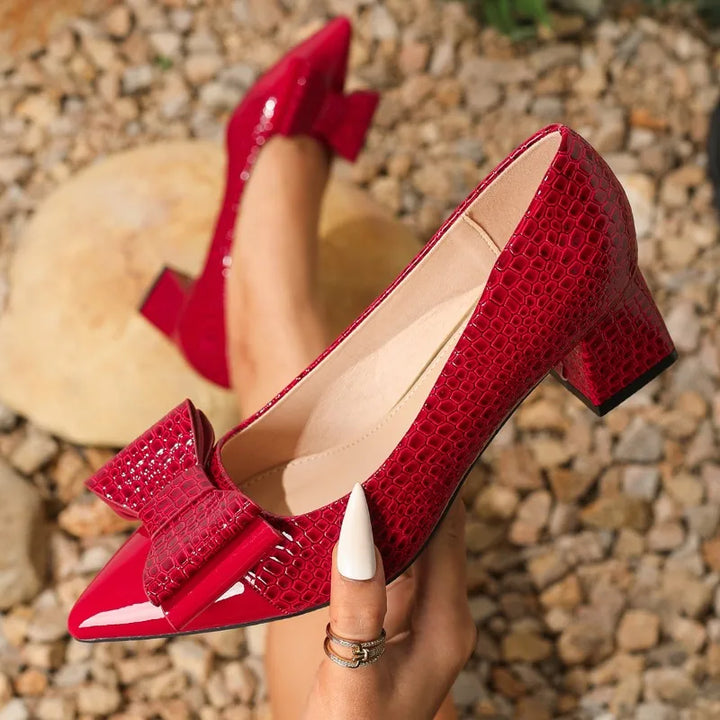 Rosalina Bow Leather Heels