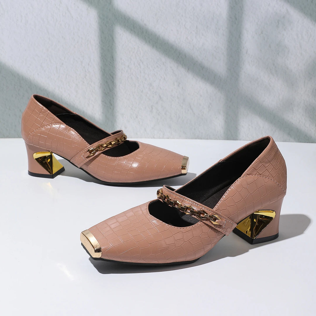 Alessia Block Leather Heels