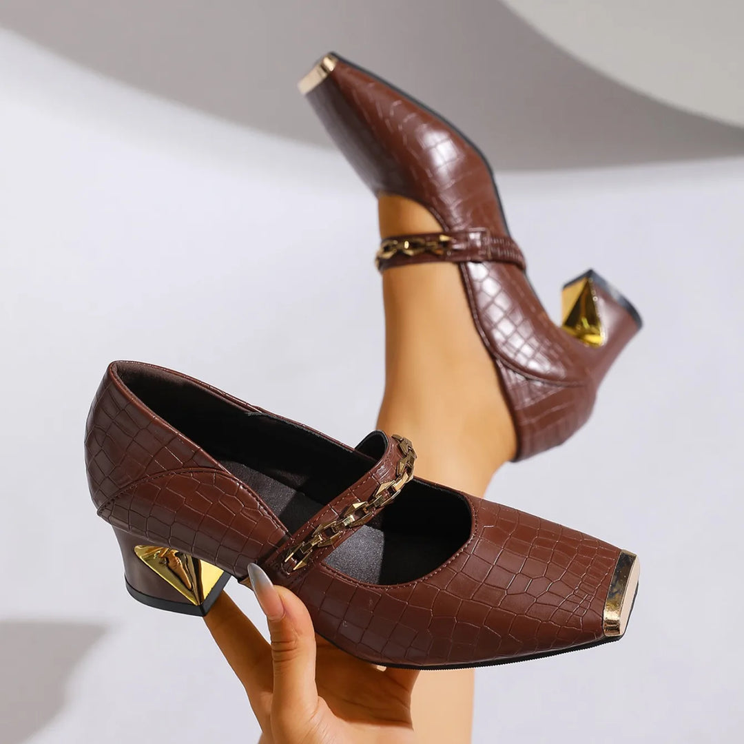 Alessia Block Leather Heels