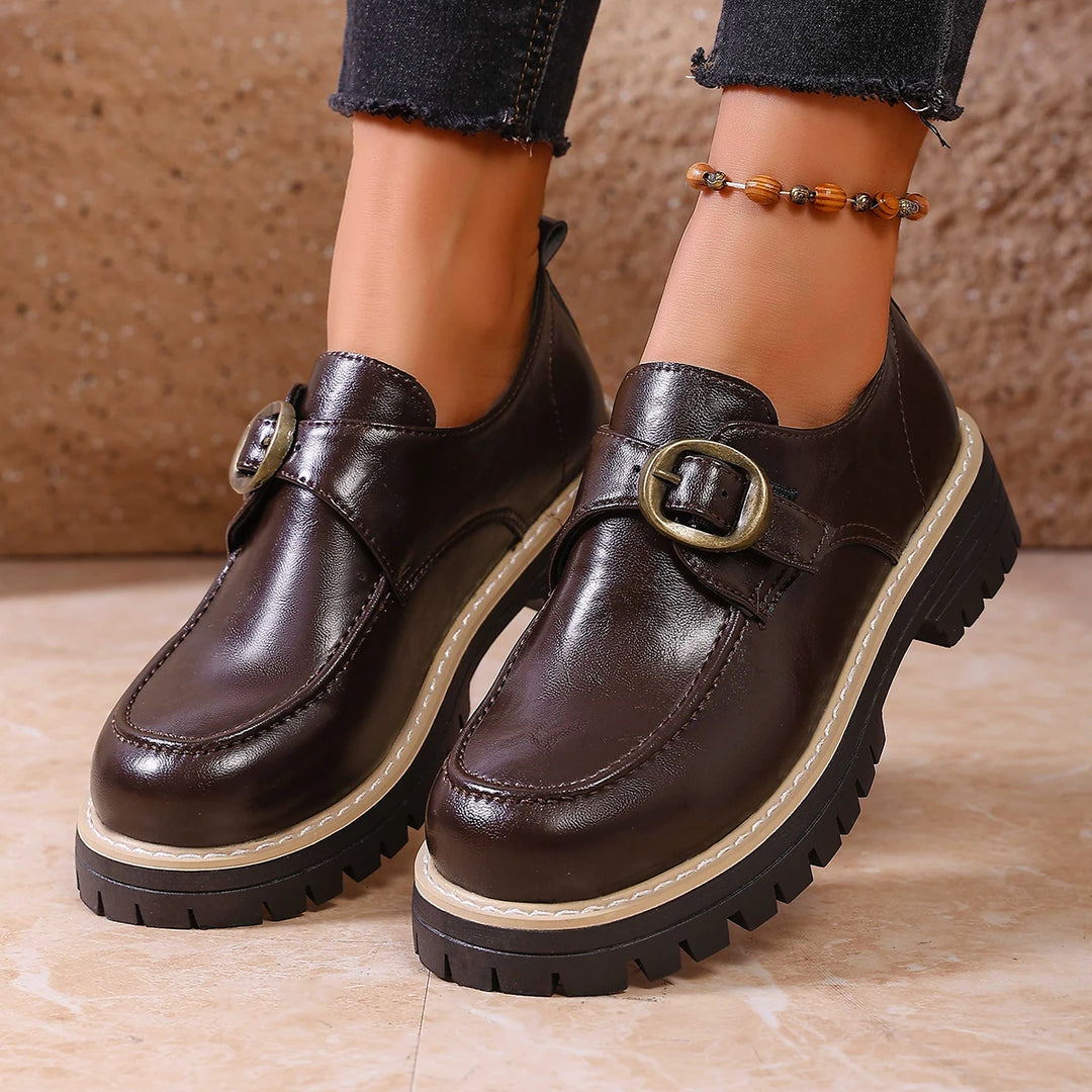 Marcelli Buckle Leather Loafers