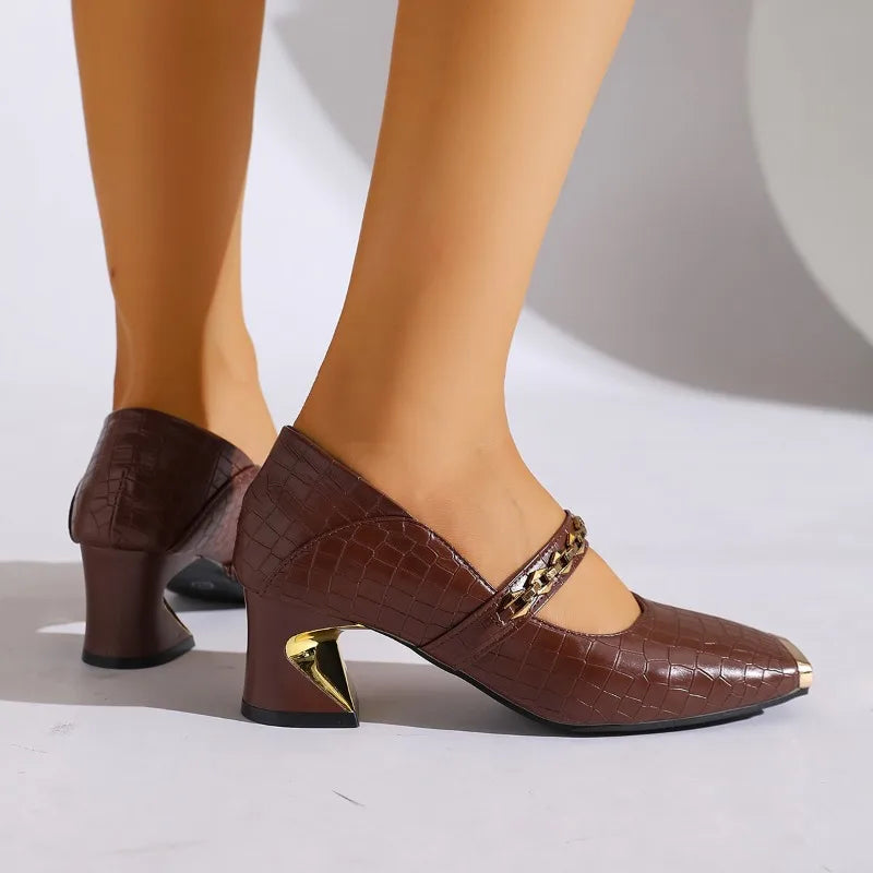 Alessia Block Leather Heels