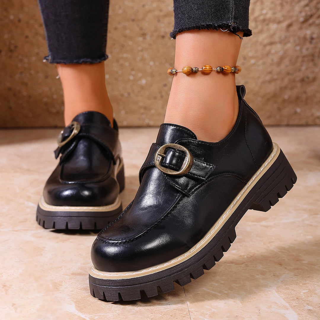 Marcelli Buckle Leather Loafers