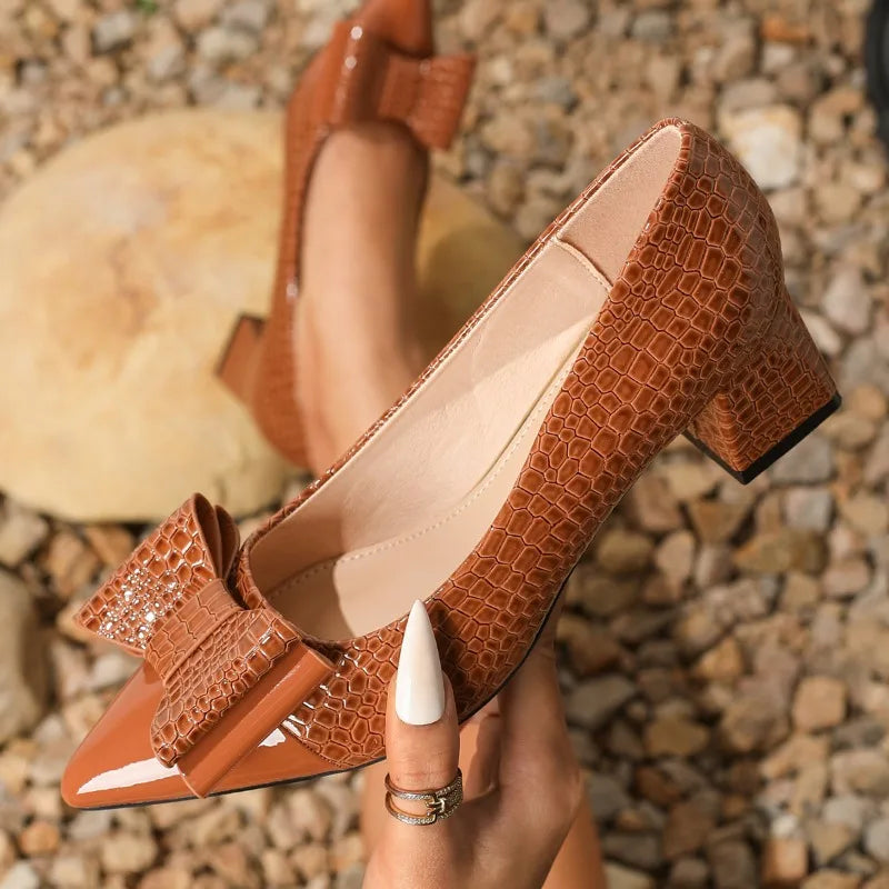 Rosalina Bow Leather Heels