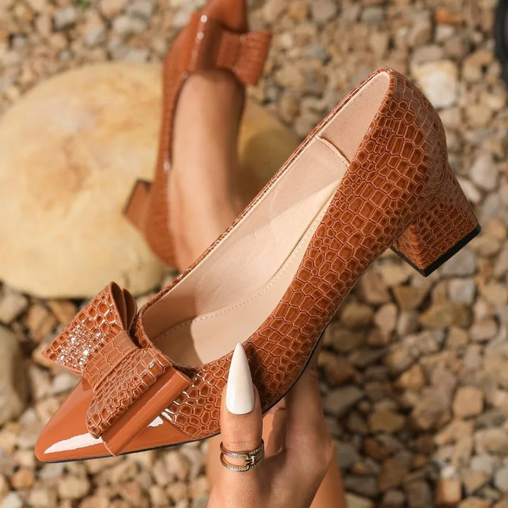 Rosalina Bow Leather Heels