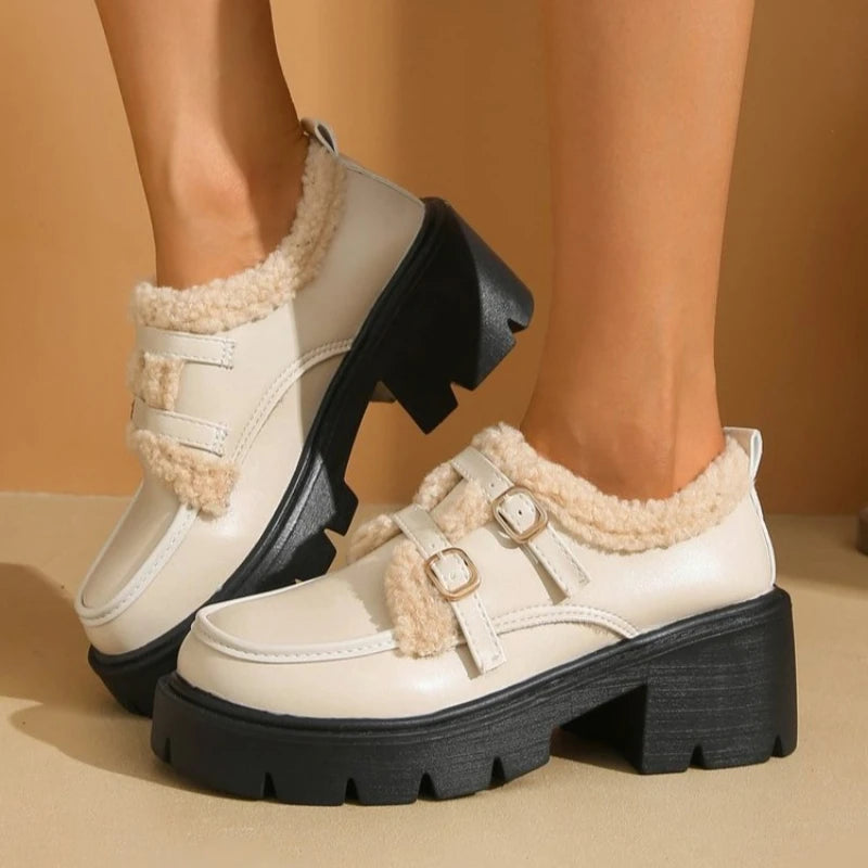 Sandy Leather Buckle Platforms