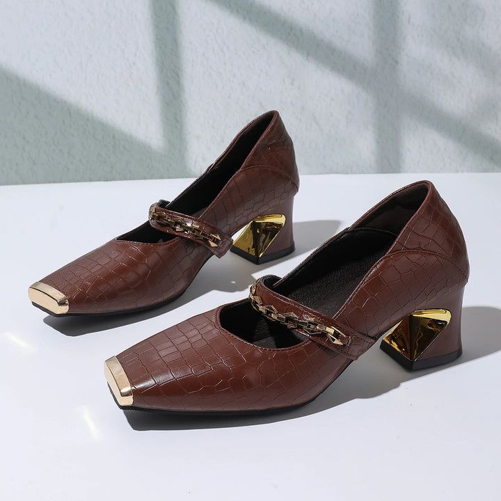 Alessia Block Leather Heels