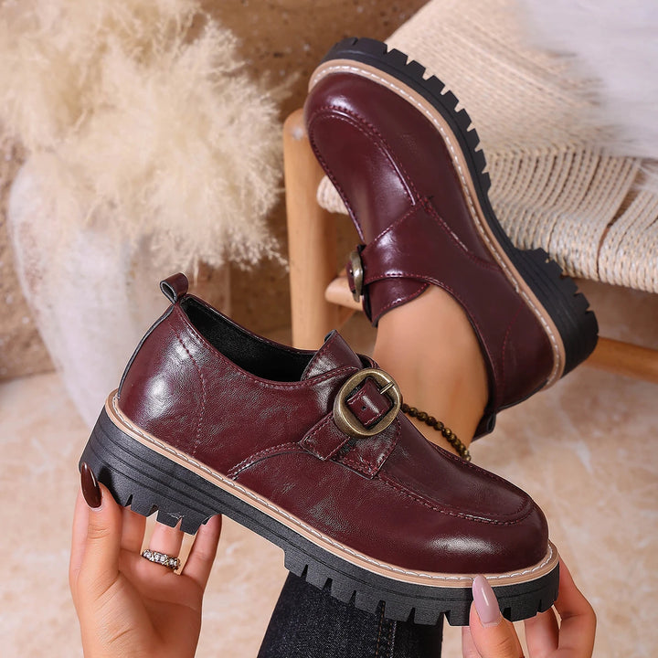 Marcelli Buckle Leather Loafers