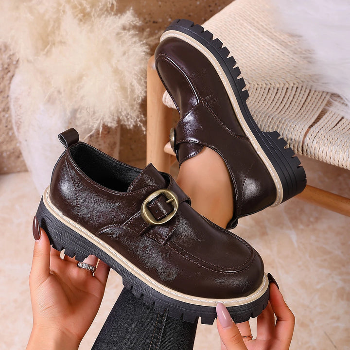 Marcelli Buckle Leather Loafers