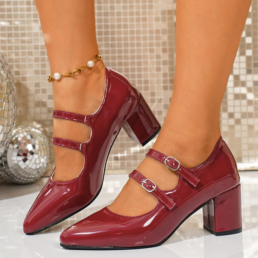 Maribel Noir Leather Heels