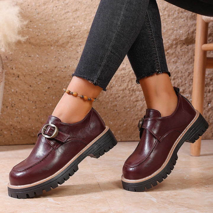 Marcelli Buckle Leather Loafers