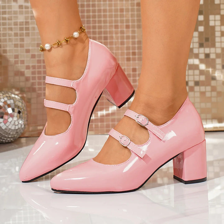 Maribel Noir Leather Heels