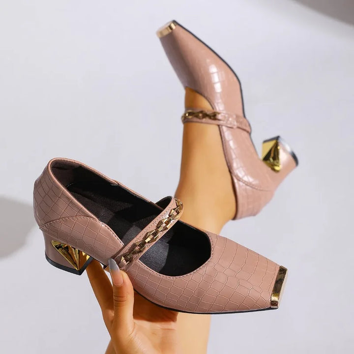 Alessia Block Leather Heels