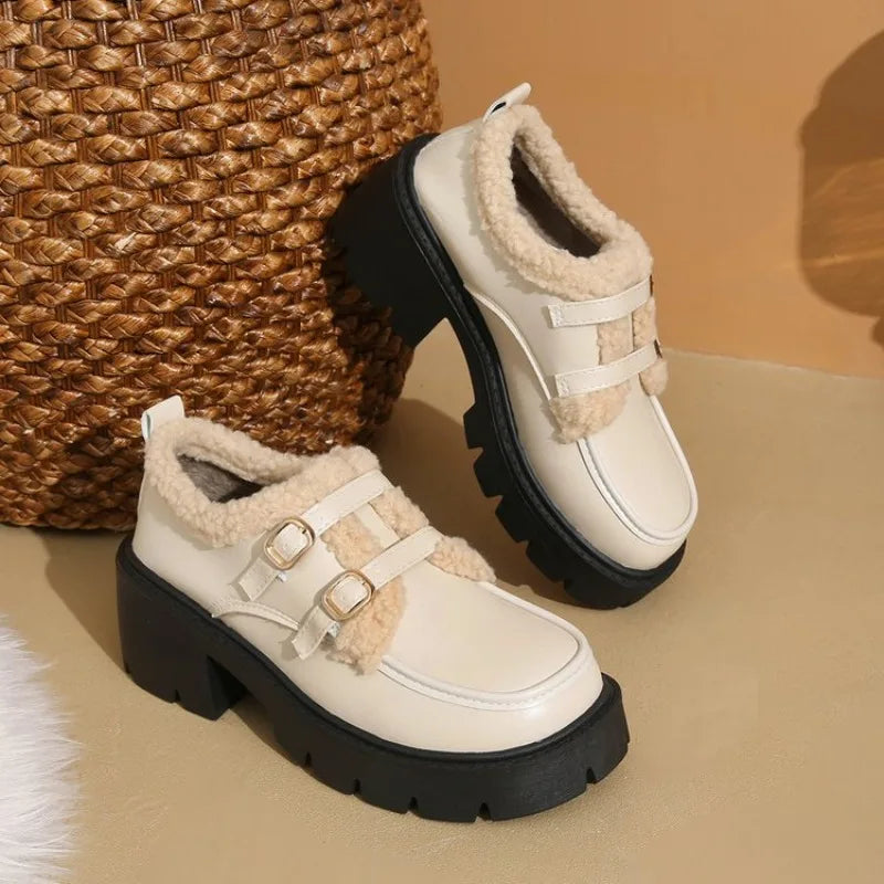 Sandy Leather Buckle Platforms