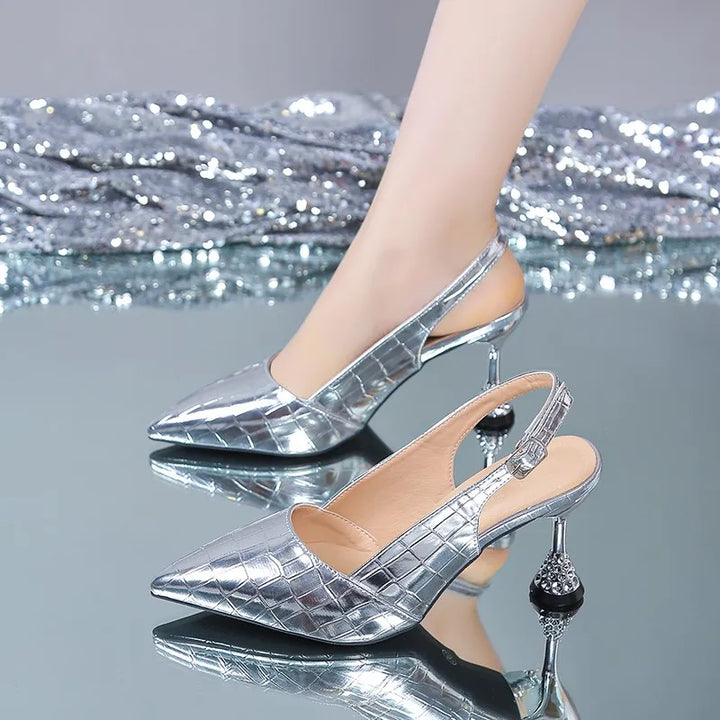 Celvera Metallic Croc Heels