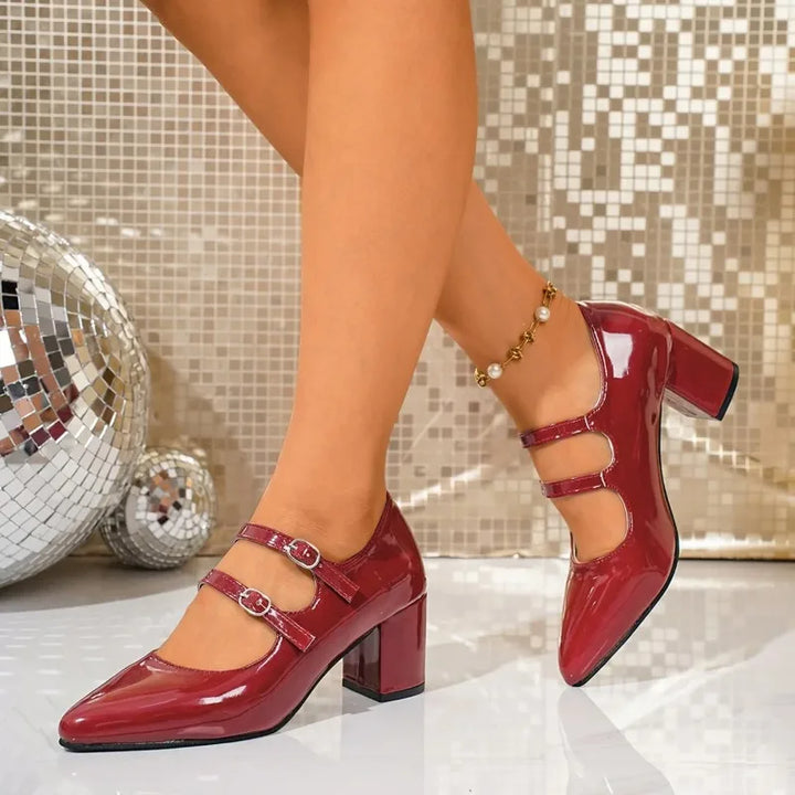 Maribel Noir Leather Heels
