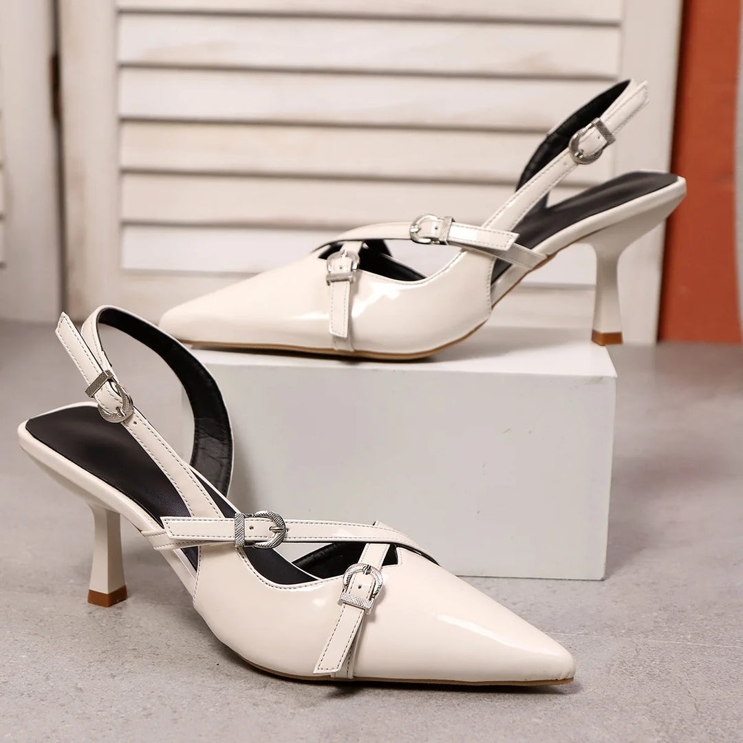 Julie Leather Buckle Heels