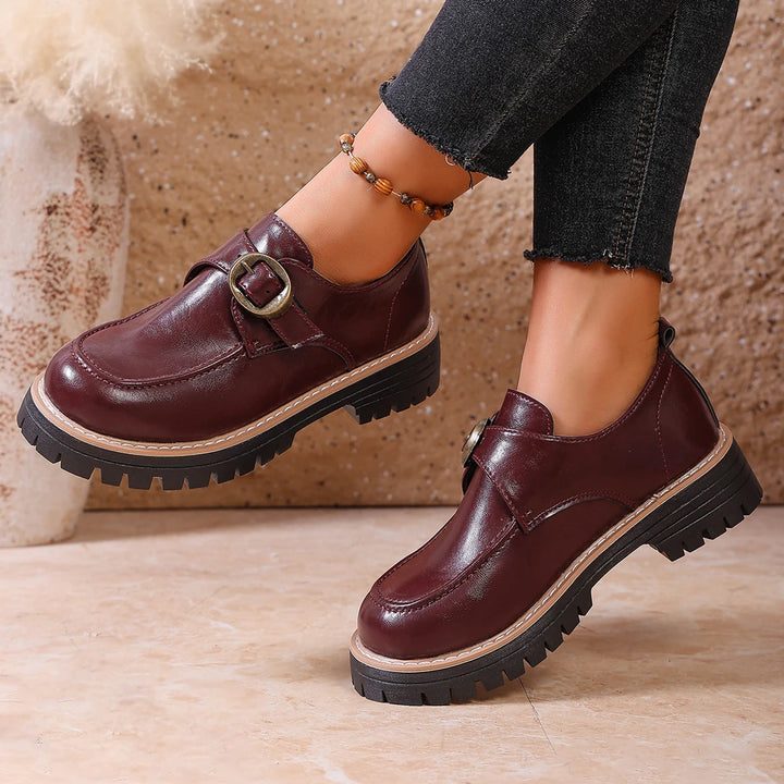 Marcelli Buckle Leather Loafers