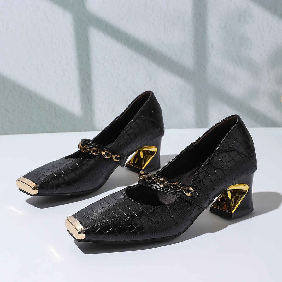 Alessia Block Leather Heels