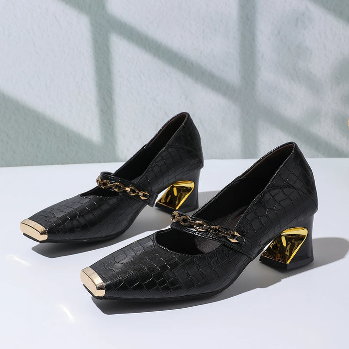 Alessia Block Leather Heels