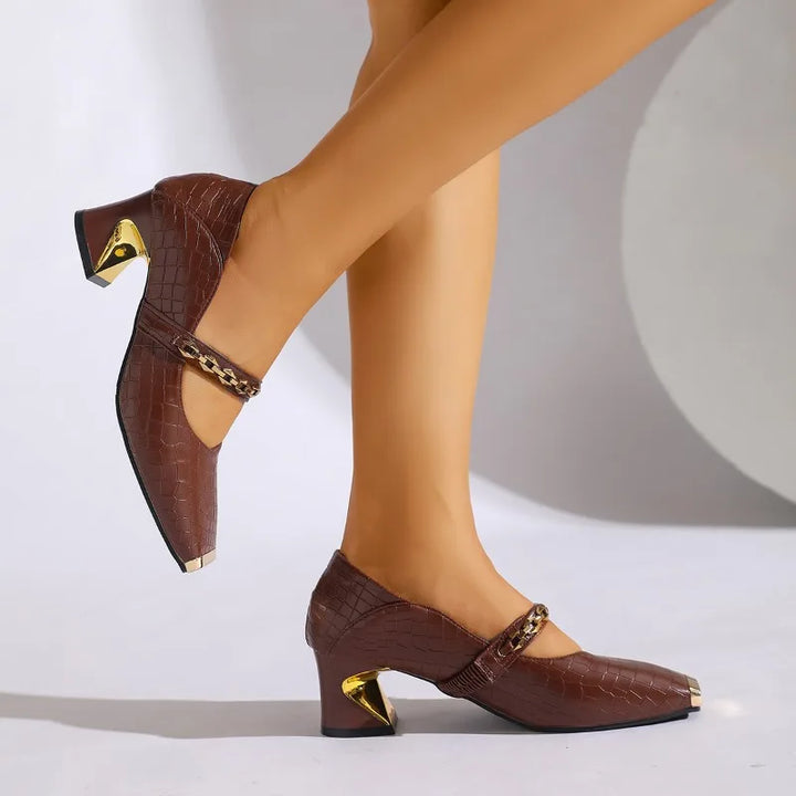 Alessia Block Leather Heels