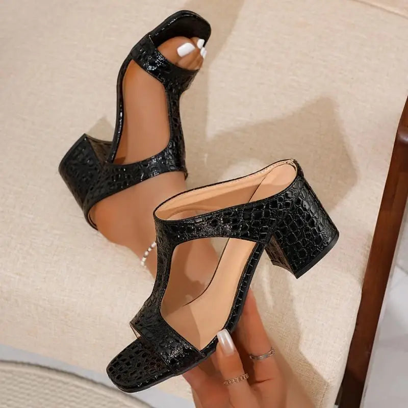 Calvera Croc T-Strap Heels